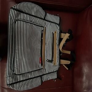 Skip Hop Black and White Striped Diaper Bag with many pockets